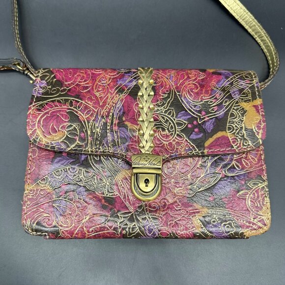 Patricia Nash Floral Leather Crossbody Shoulder Bag Purse Removable Strap Clutch - Picture 2 of 11
